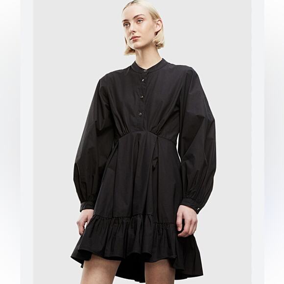 The Kooples Ruffled Long Sleeve Buttoned Shirt Dress Size 3 Large - Picture 1 of 9
